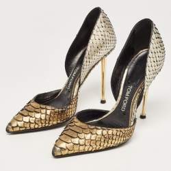 Tom Ford Gold/Silver Python D'orsay Pumps Size 39
