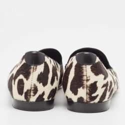 Pre Owned Tom Ford White/Brown Pony Hair Tassel Detail Smoking Slippers Size 38