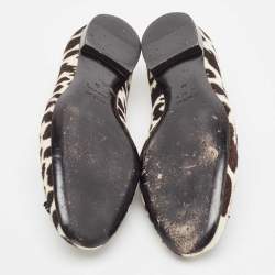 Pre Owned Tom Ford White/Brown Pony Hair Tassel Detail Smoking Slippers Size 38