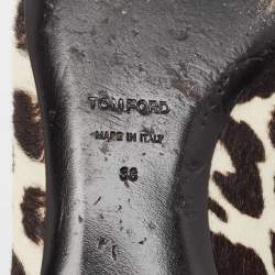Pre Owned Tom Ford White/Brown Pony Hair Tassel Detail Smoking Slippers Size 38