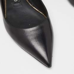 Pre Owned Tom Ford Black Leather Ankle Lock Ballet Flats Size 39.5
