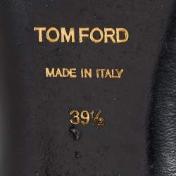 Pre Owned Tom Ford Black Leather Ankle Lock Ballet Flats Size 39.5