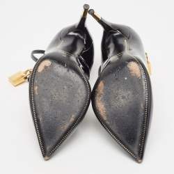 Pre Owned Tom Ford Black Patent Leather Padlock Ankle Wrap Pumps Size 39