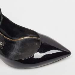 Pre Owned Tom Ford Black Patent Leather Padlock Ankle Wrap Pumps Size 39