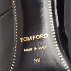 Pre Owned Tom Ford Black Patent Leather Padlock Ankle Wrap Pumps Size 39