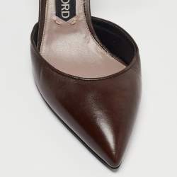 Pre Owned Tom Ford Brown Leather Ankle Strap D'orsay Pumps Size 39