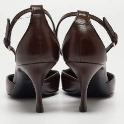 Pre Owned Tom Ford Brown Leather Ankle Strap D'orsay Pumps Size 39