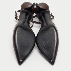 Pre Owned Tom Ford Brown Leather Ankle Strap D'orsay Pumps Size 39