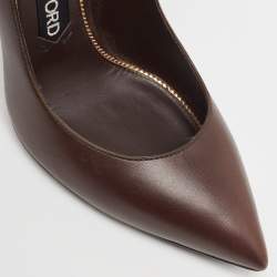 Tom Ford Brown Leather Padlock Ankle Wrap Pumps Size 39