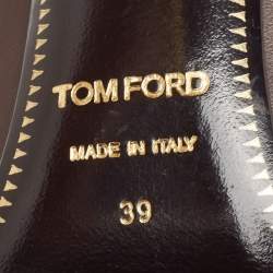 Tom Ford Brown Leather Padlock Ankle Wrap Pumps Size 39