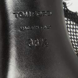 Pre Owned Tom Ford Pink/Black Mesh and PVC Peep Toe Slingback Sandals Size 38.5