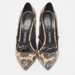 Pre Owned Tom Ford Two Tone Python Pointed Toe Pumps Size 41