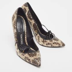 Pre Owned Tom Ford Two Tone Python Pointed Toe Pumps Size 41