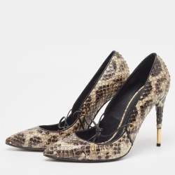 Pre Owned Tom Ford Two Tone Python Pointed Toe Pumps Size 41