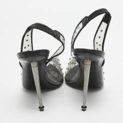 Pre Owned Tom Ford Transparent/Black PVC Polka Dot Print Slingback Pumps Size 41