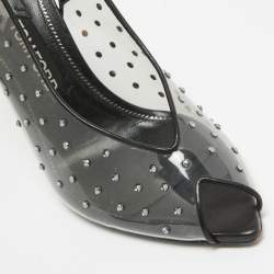 Pre Owned Tom Ford Transparent/Black PVC Polka Dot Print Slingback Pumps Size 41