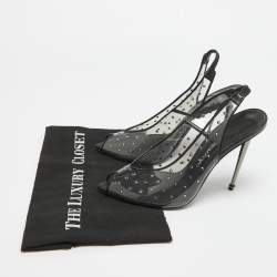 Pre Owned Tom Ford Transparent/Black PVC Polka Dot Print Slingback Pumps Size 41