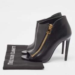 Tom Ford Black Leather Ankle Boots Size 37
