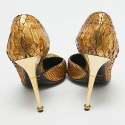 Pre Owned Tom Ford Gold Python D'orsay Pumps Size 36.5