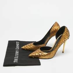 Pre Owned Tom Ford Gold Python D'orsay Pumps Size 36.5