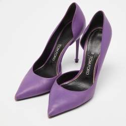 Tom Ford Purple Leather Pointed Toe d'Orsay Pumps Size 37.5