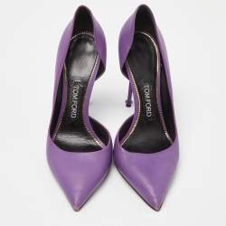 Tom Ford Purple Leather Pointed Toe d'Orsay Pumps Size 37.5