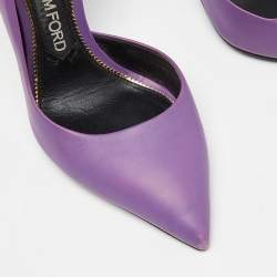 Tom Ford Purple Leather Pointed Toe d'Orsay Pumps Size 37.5