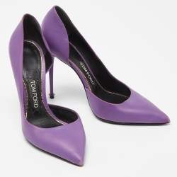 Tom Ford Purple Leather Pointed Toe d'Orsay Pumps Size 37.5