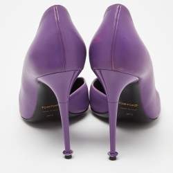 Tom Ford Purple Leather Pointed Toe d'Orsay Pumps Size 37.5