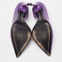 Tom Ford Purple Leather Pointed Toe d'Orsay Pumps Size 37.5