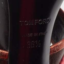 Pre Owned Tom Ford Multicolor  Leather and Denim Patchwork Ankle Strap Sandals Size 36.5