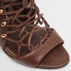 Tom Ford Brown Leather Lace Up Booties Size 37