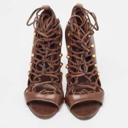 Tom Ford Brown Leather Lace Up Booties Size 37