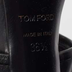 Tom Ford Black Paneled Leather Patchwork Ankle Strap Sandals Size 36.5