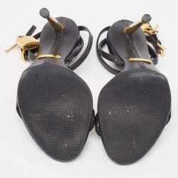 Tom Ford Black Leather Padlock Ankle Wrap Sandals Size 35