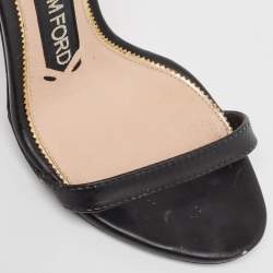 Tom Ford Black Leather Padlock Ankle Wrap Sandals Size 35