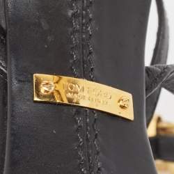 Tom Ford Black Leather Padlock Ankle Wrap Sandals Size 35