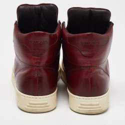 Pre Owned Tom Ford Burgundy Leather High Top Sneakers Size 36.5