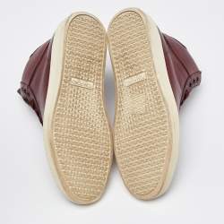 Pre Owned Tom Ford Burgundy Leather High Top Sneakers Size 36.5