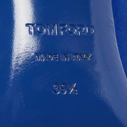 Pre Owned Tom Ford Blue/White Fringed Satin Pointed Toe Pumps Size 39.5