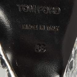 Tom Ford Silver Python Embossed Leather Ankle Strap Pumps Size 38