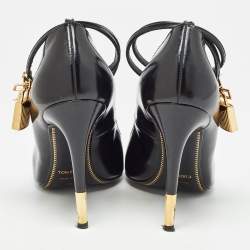 Tom Ford Black Glossy Leather Padlock Pumps Size 37