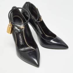Tom Ford Black Glossy Leather Padlock Pumps Size 37