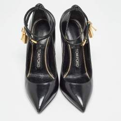 Tom Ford Black Glossy Leather Padlock Pumps Size 37