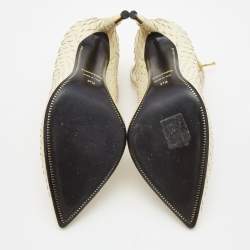 Pre Owned Tom Ford White Python Leather Padlock Pumps Size 37.5