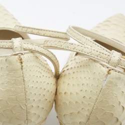 Pre Owned Tom Ford White Python Leather Padlock Pumps Size 37.5