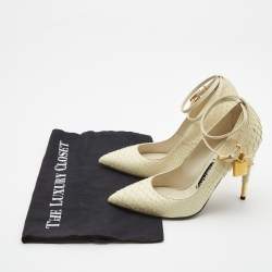 Pre Owned Tom Ford White Python Leather Padlock Pumps Size 37.5