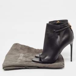 Pre Owned Tom Ford Black Leather Zip Up Ankle Boots Size 39