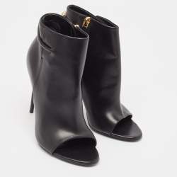 Pre Owned Tom Ford Black Leather Zip Up Ankle Boots Size 39