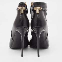 Pre Owned Tom Ford Black Leather Zip Up Ankle Boots Size 39